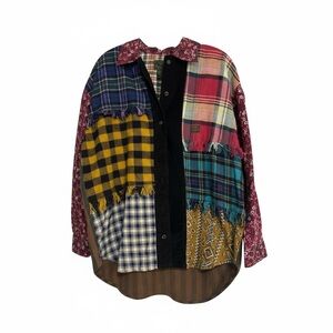 Patchwork Button Down Shirt - Multicolor